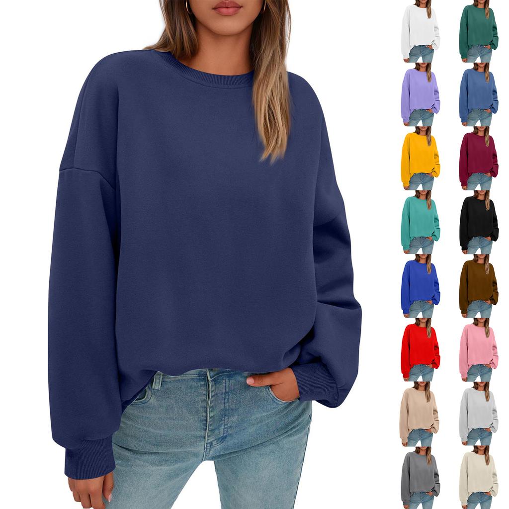 Women’s Crewneck Long Sleeve Pullover Sweatshirt Loose Fit Casual Soft Fleece Top for Everyday Wear