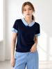 Page Flynn Button Collar Contrast Ribbed Knit_S6Bkn003C