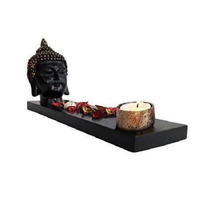 Statue Tête de Bouddha Porte-Bougie Chauffe-Plat avec Plateau - Articles de Décoration pour Décoration Intérieure