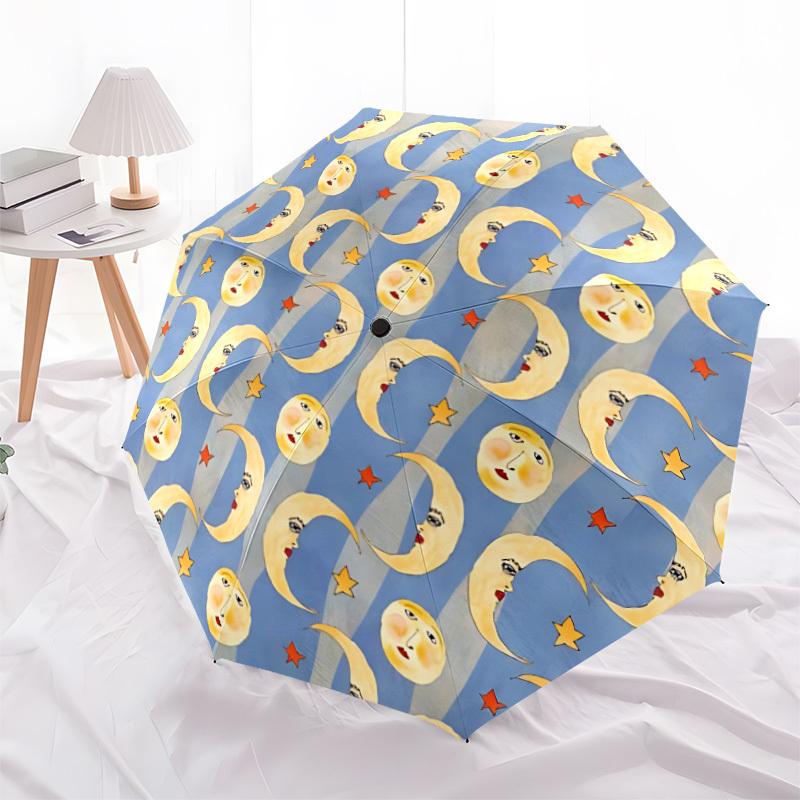 1pc Moon Stars Automatic Open/Close Umbrella Compact Folding Umbrella, All-Season Portable Umbrella for Women/Men F1124366