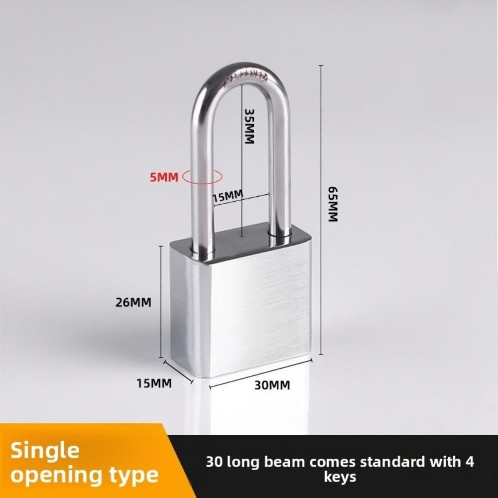 304 Stainless Steel Door Lock Padlock with 4 Keys Silver Antirust Street Lock Anti-theft Heavy Duty Anti-pick Locks