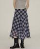 Salon De Yon Unbalanced Check Skirt_ Black