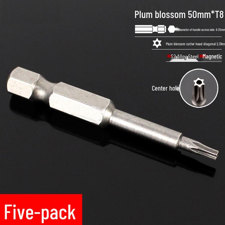 Plum Blossom S2 Magnetic Hex Screwdriver Set - 6.35mm Pneumatic Drill Bit Set
