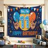 Red 11th Balloon Birthday Backdrop 1pc - Party Supplies