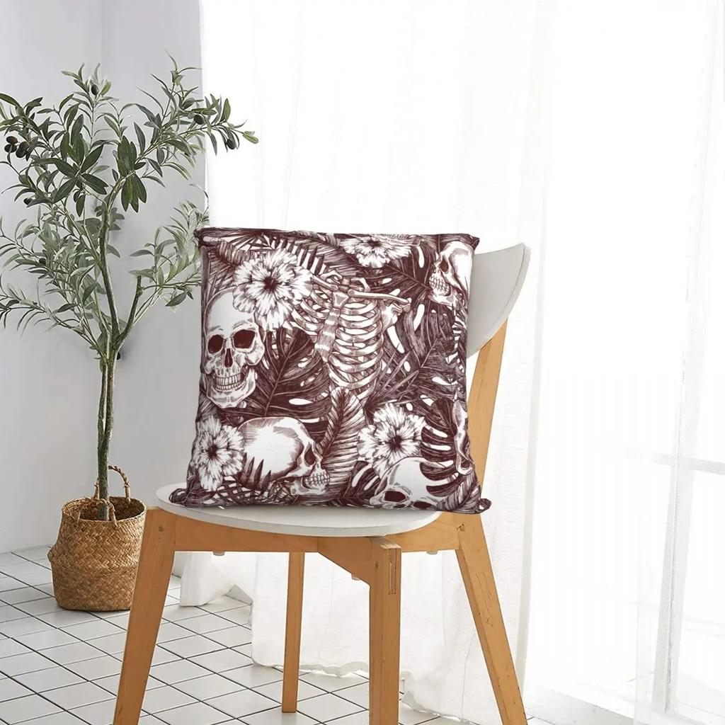 Halloween Tropical Vintage Jungle Skull Pillow Case Cushion Cover Vintage Decor Pillowcase for Car