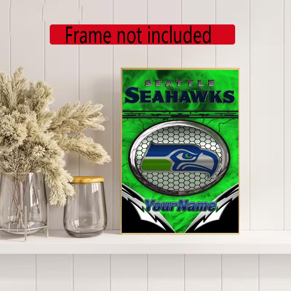 Seattle Seahawks Customize Text Diamond Painting Round Diamond Mosaic Suitable For Beginners Diamond Painting Rhinestones Gift Frameless