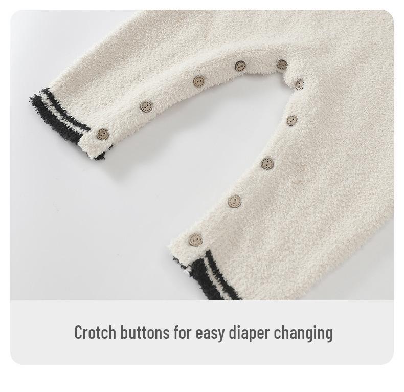 Autumn Winter Velvet Knit Baby Romper - Warm Pajamas for Newborn Boys and Girls