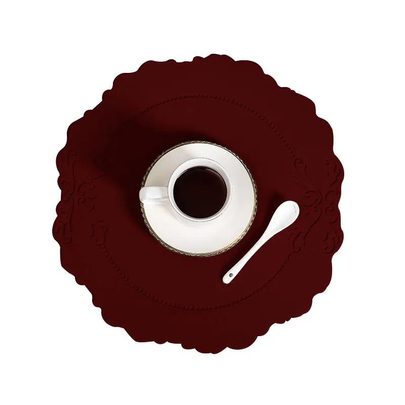 INS Nordic Leather Embossed Placemats Pads Western Table Mat Creative Heat-Resistant Waterproof Oil-Proof Light Luxury Retro Mat