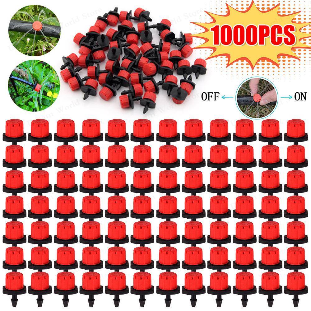 100pcs/bag Adjustable Irrigation Drippers Sprinklers 1/4'' Emitter Dripper Drip Micro Spray Rotating Nozzle for Watering System