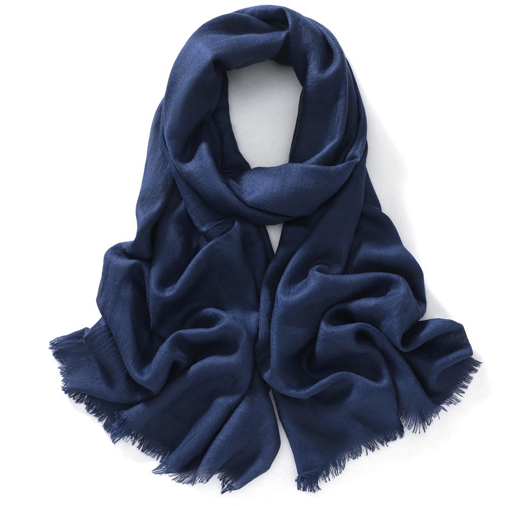 New Ultra-thin Fiber Solid Color Macaron Scarf Women's Winter Fashion Cotton and Linen Shawl Fringed Warm