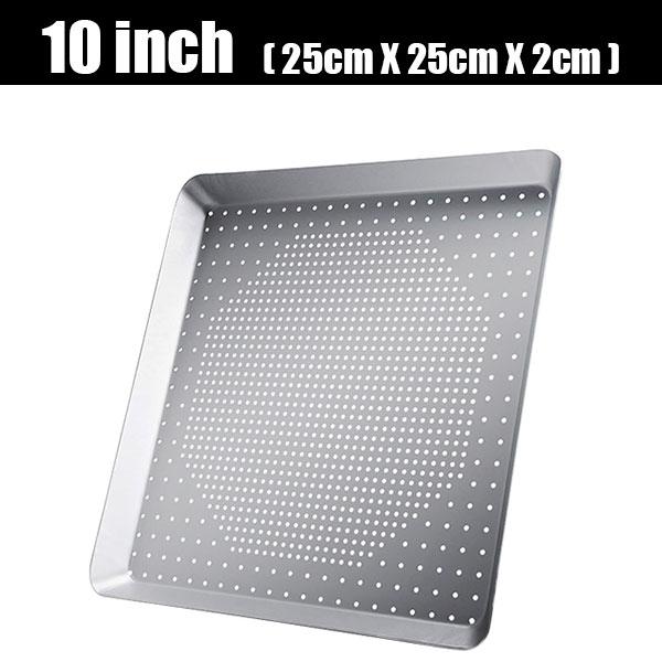 8/10/12inch Nonstick Square Pizza Crisp Pan with Holes Perforated Aluminum Alloy Pizza Oven Tray Bakeware for Oven Baking Pizza