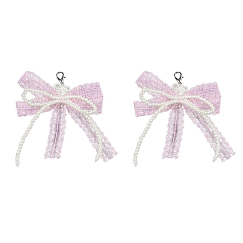 ABS Pearls and Lace Bowknot Detachable Shoe Ornament Women Shoelaces Charm Sophisticated Detachable Footwear Ornament