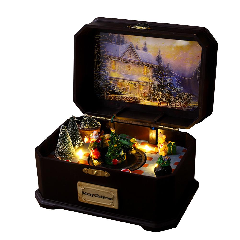 Christmas Decorations Music Box Ornaments Christmas Gifts European Style Luminous Christmas Rotating Music Box Window Decoration
