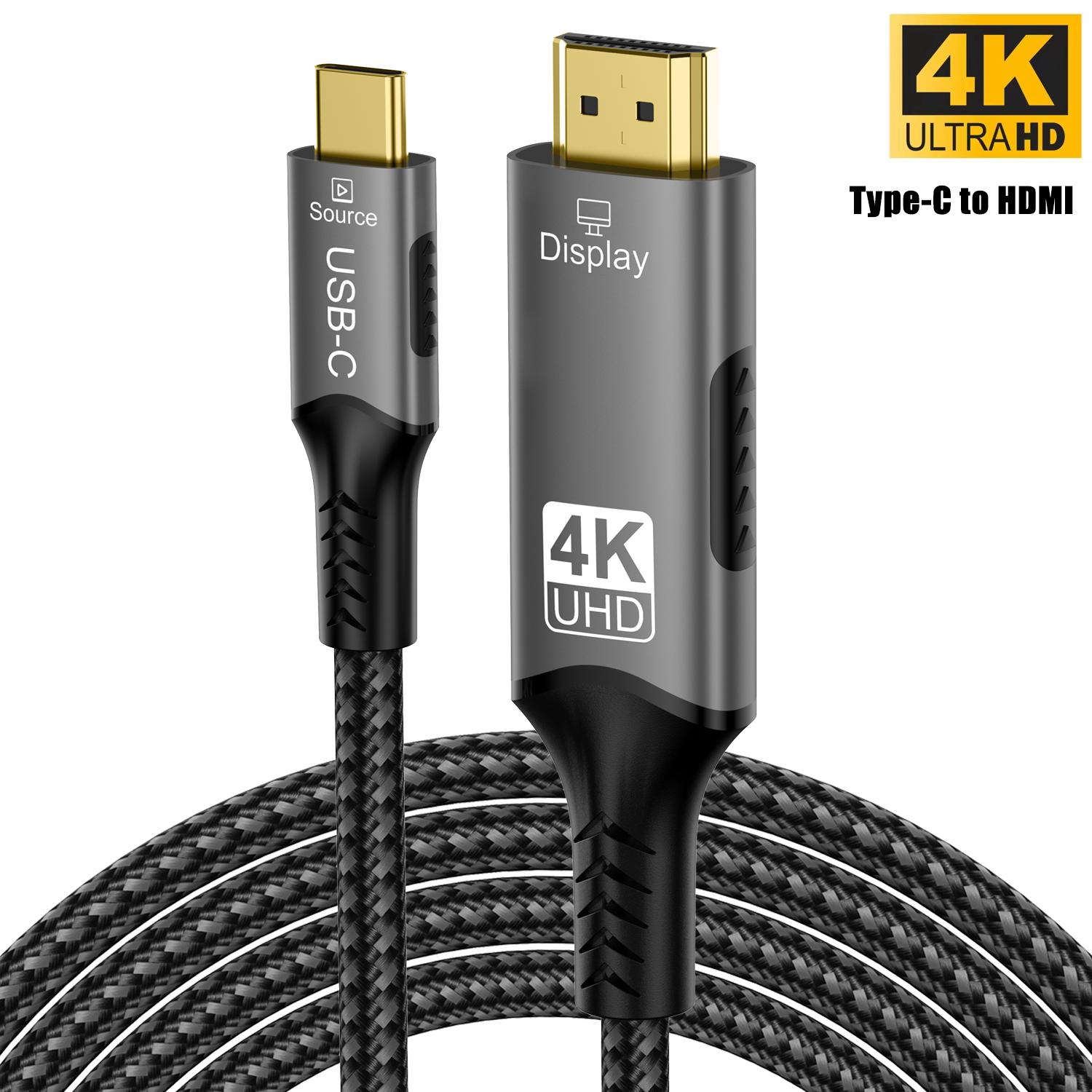 

Type-C to HDMI 4K@60Hz HD Video Conversion Cable Same Screen Cable TV Computer Screen Projection Cable for iPhone16/15 MacBook 1m чорний