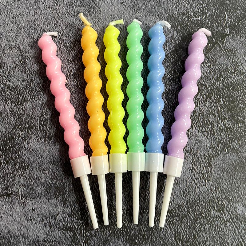 Twisted Thread Macaron Spiral Birthday Candles - Cute Candy Cake Decorations