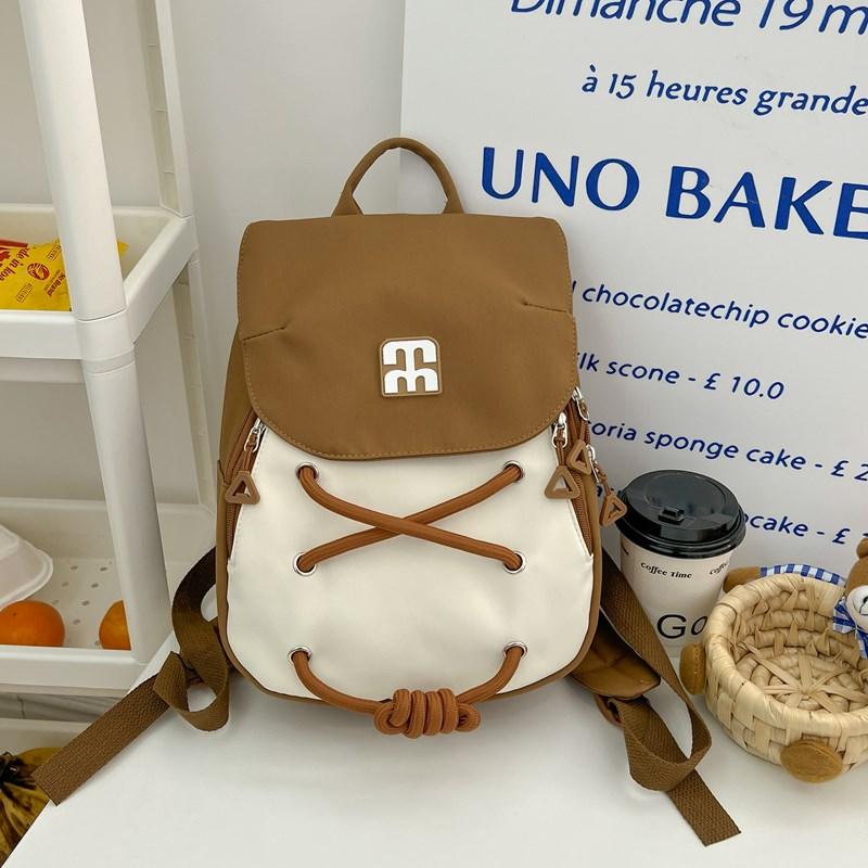 Small Backpack Simple Female Color Block Backpack Student Schoolbag