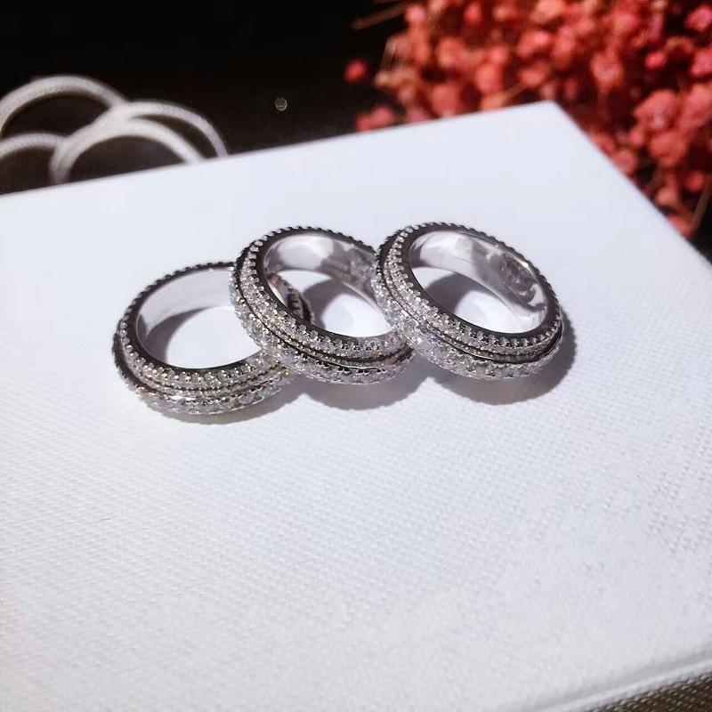 Multi Layer Full Ring Full Diamond Row Diamond European American and Korean Shiny Square Diamond Three Row Diamond Inlay Simulated Diamond Ring
