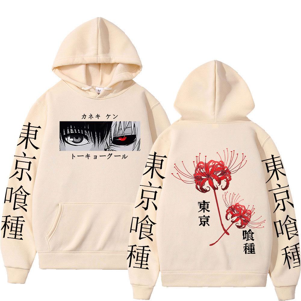 Anime Tokyo Ghoul Spider Lily Hoodies Manga Cool Ken Kaneki Eyes Men Women Sweatshirts Fashion Harajuku Long Sleeve Pullovers