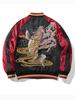 Men's Retro Koi & Floral Embroidery Baseball Jacket - Chinese Style B002