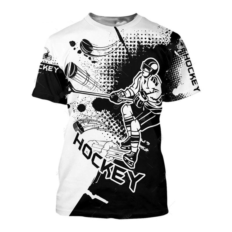 Camiseta Deportiva de Hockey con Estampado 3D Nueva de Verano Camisetas Gráficas para Hombres Amantes del Hockey y el Fitness Mangas Cortas Moda Camisetas