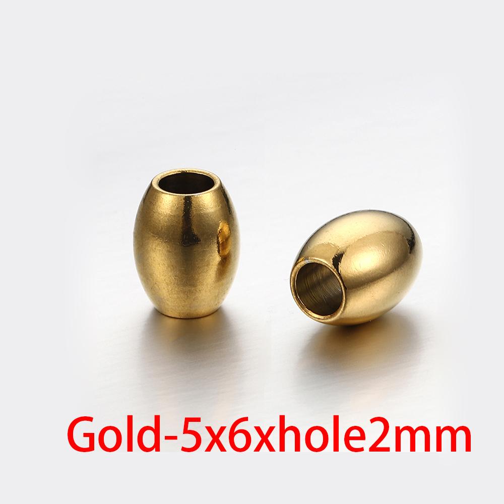 20pcs Stainless Steel Gold Color Oval Cylinder Spacer Loose Bead for DIY Bracelets Necklace Jewelry Making Beads Charm