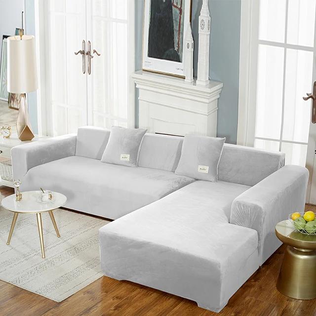 Super Soft Velvet Sofa Cover For Living Room Elastic L Shaped Chaiselongue Corner Couch Slipcover Washable Armchair Sofa Covers