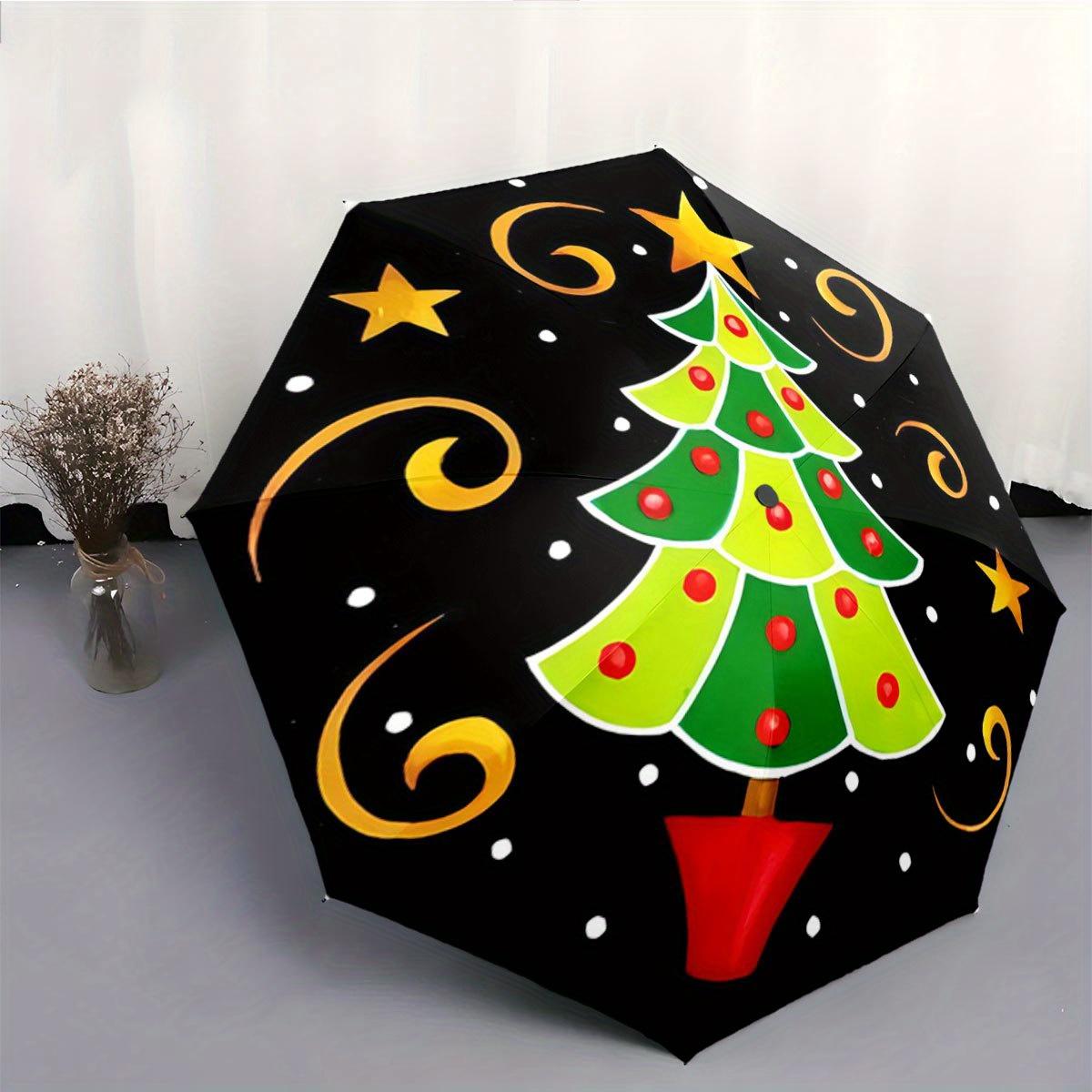 

Automatic Opening/Closing Umbrella with Christmas Tree Design - Automatic Folding/Opening, 8-Rib Sturdy Frame, Compact Travel (as the picture,Iron&8K)