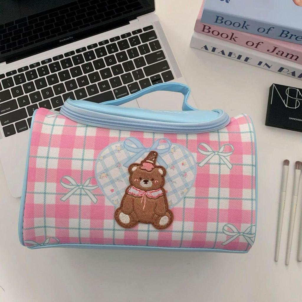 "2024 Cute Cartoon Kitten Cosmetic Bag - Large Capacity Skincare Storage for Women"