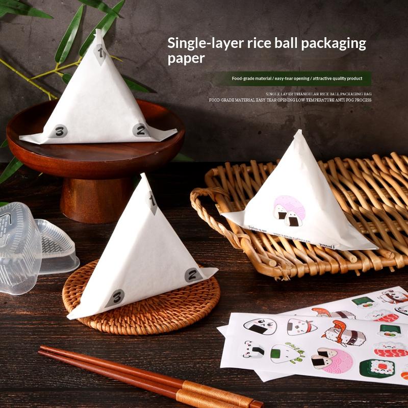 Onigiri Making Tool Set 20/100 Pcs Lovely Triangle Rice Ball Pack Bags Food Safe Sushi Mold for Homemade Bento Picnic