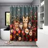 1pc Cute Kitten Print Waterproof Shower Curtain Partition Privacy Hanging Curtain with 12 Hooks Multiple Sizes Machine Washable
