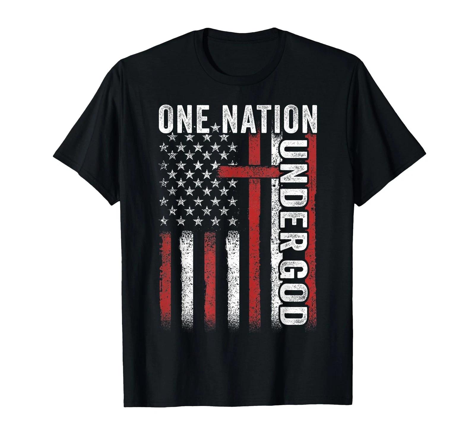One Nation Under God Flag 4th of July Patriotic Christian T-Shirt 4XL