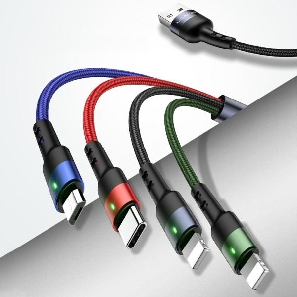 Usams Kabel Pleciony U26 4W1 0.35M 2Afast Charge (2Xlightning/Microusb/Usb-C) Sj411Usb01 (Us-Sj411)