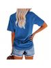 Women's Letter Print Crew Neck T-Shirt Short Sleeve Loose Basic Tee with Pocket