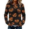 Women's Halloween Flannel Long Sleeve Neck Shirt for Fall Festivals and Daily Wear