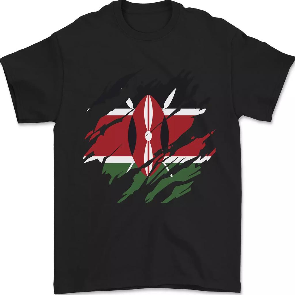 Torn Kenya Flag Kenyan Day Football Mens T-Shirt 100% Cotton