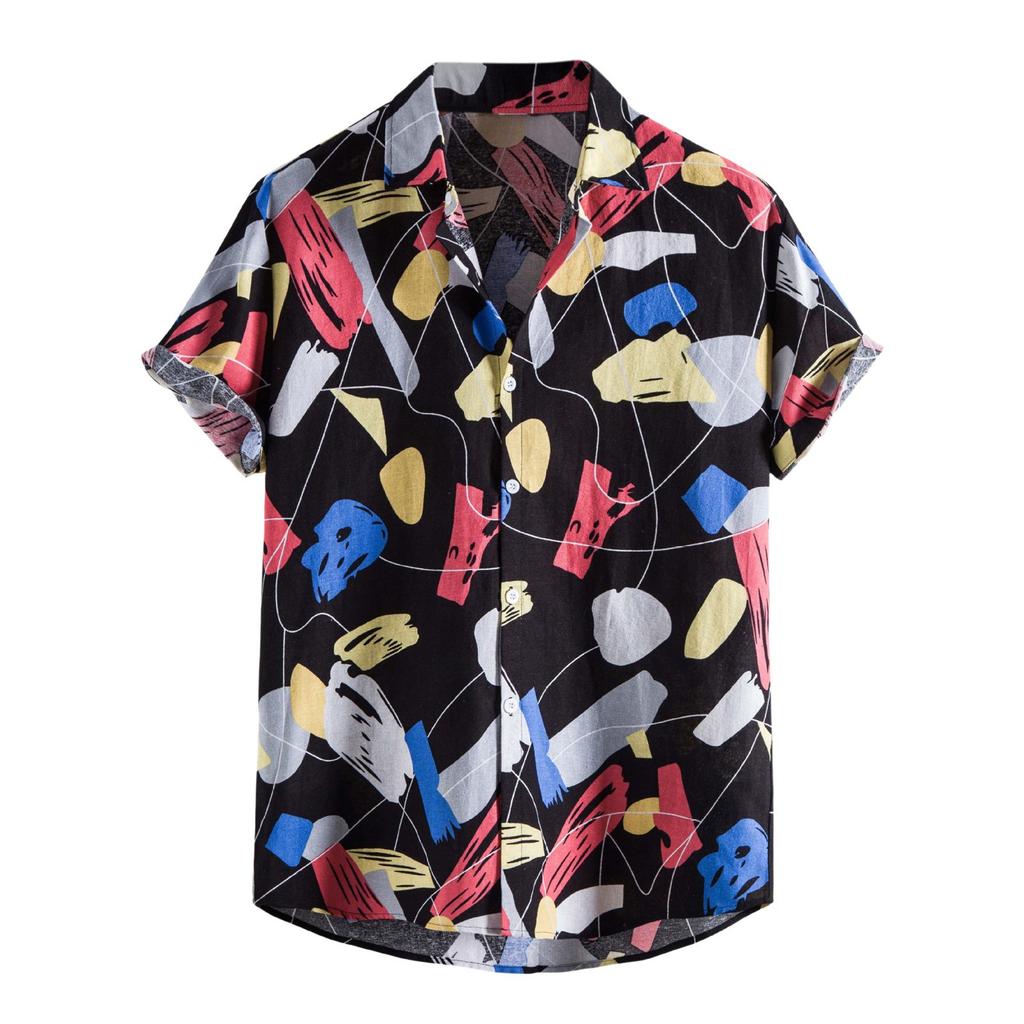 Summer Plus Size Men's Casual Fashion 3D Digital Printed Short Sleeve Shirt