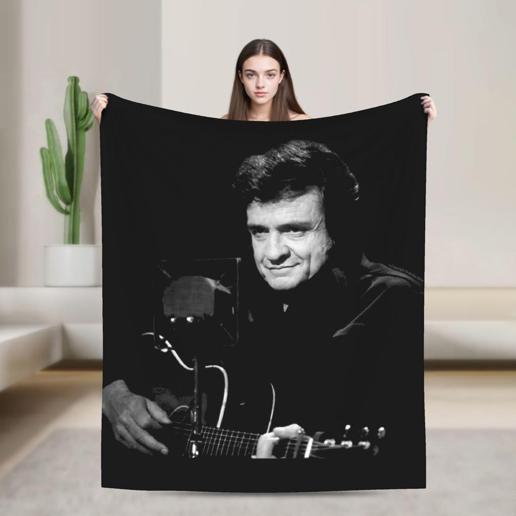 Johnny Cash at The Savoy London 1959 Plush Blanket Girls Boys Flannel Throw Blanket For Bedroom Super Warm Bedspread Gift
