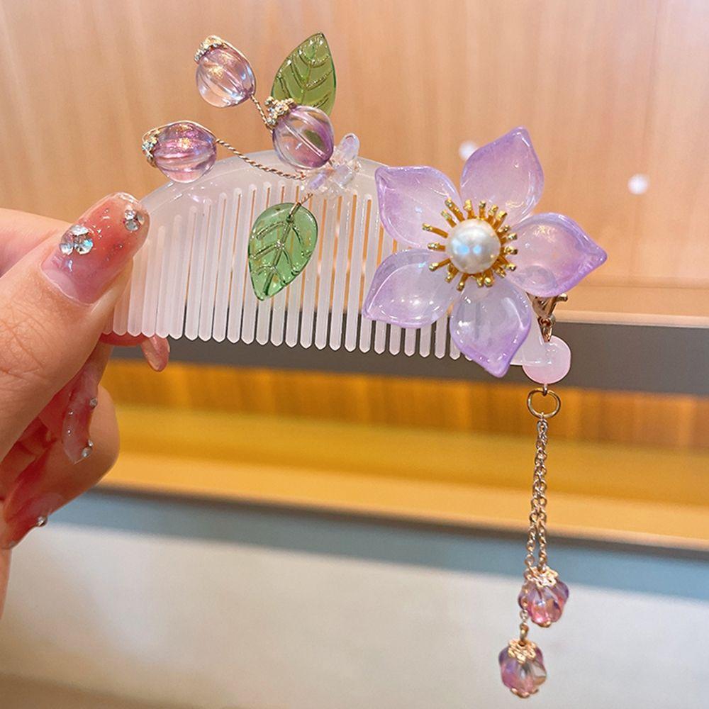 

Шпильки для волос с кисточками, расческа для волос Hanfu, детская шпилька для волос в старинном стиле, головной убор в китайском стиле F