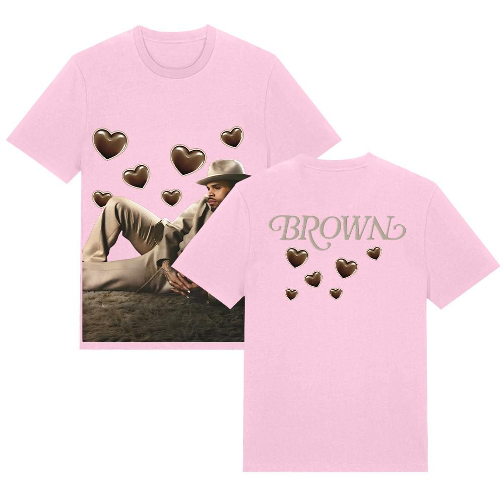 Brown Album Tee Chris Brown Men's Women's Crew Neck T-Shirt Summer Pure Cotton T Shirt Breathable Short Sleeve Tops