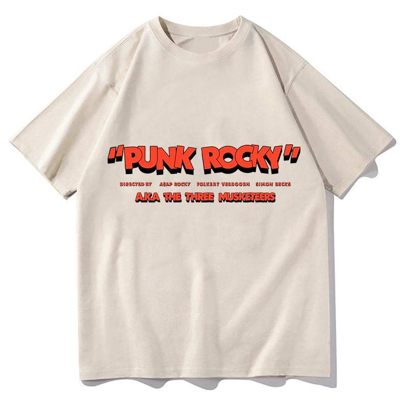 AAP Rocky Punk Rocky Print Tshirt Fashion Casual Tshirts Short Sleeve Cotton Loose Women T Shirt Vintage Unisex Tee Streetwear