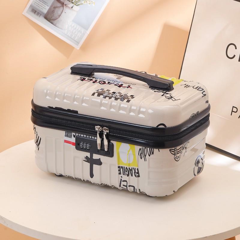 Retro Large-Capacity Makeup Bag and 18-Inch Carry-On Suitcase Combo