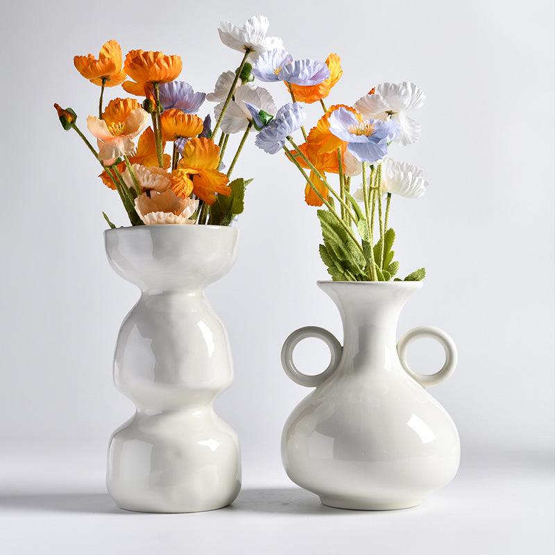 Creative Nordic Ceramic Irregular Vases, Home Living Room Desktop Office Decorations, Modern Minimalist, Flower Arrangement, 1Pc