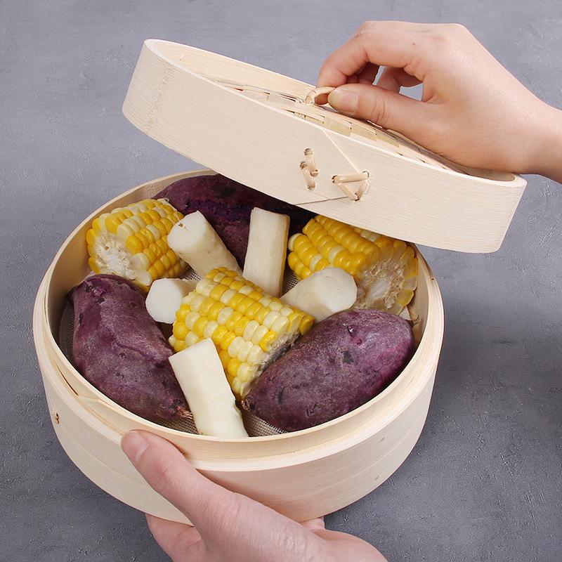 Portable Bamboo Steamer Basket with Lid for Mantou, Baozi, Xiaolongbao – Stackable Woven Design