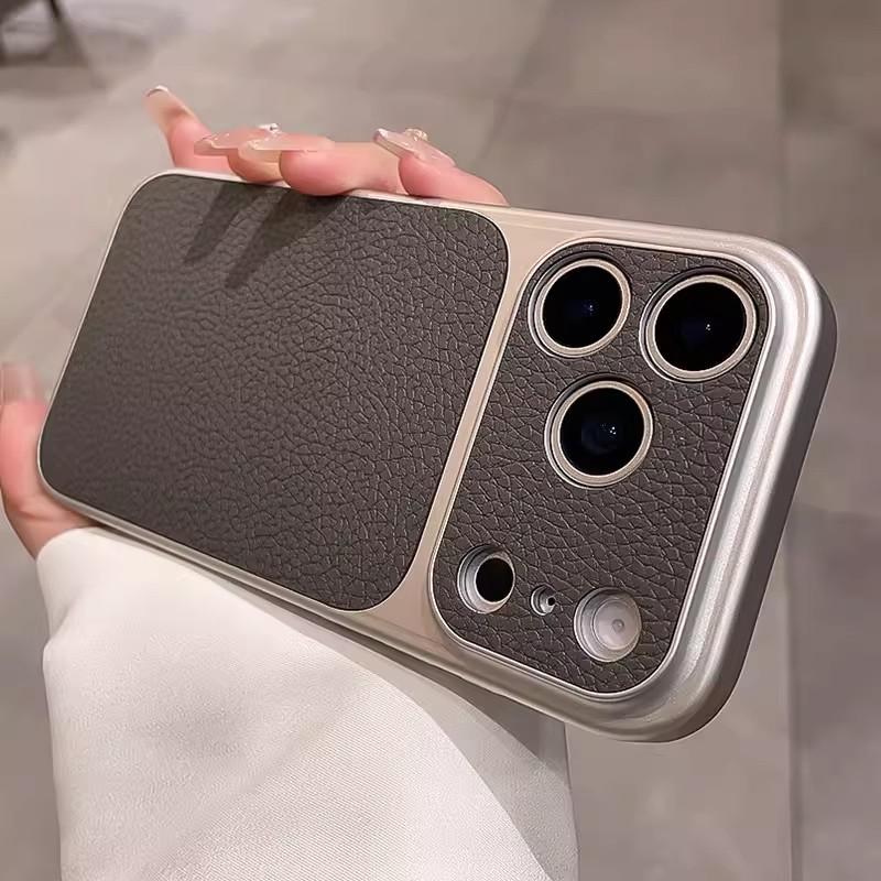 Applicable to iPhone18PROMAX mobile phone case, lychee pattern leather, Apple 17 Corning matte all-inclusive protective case 16.