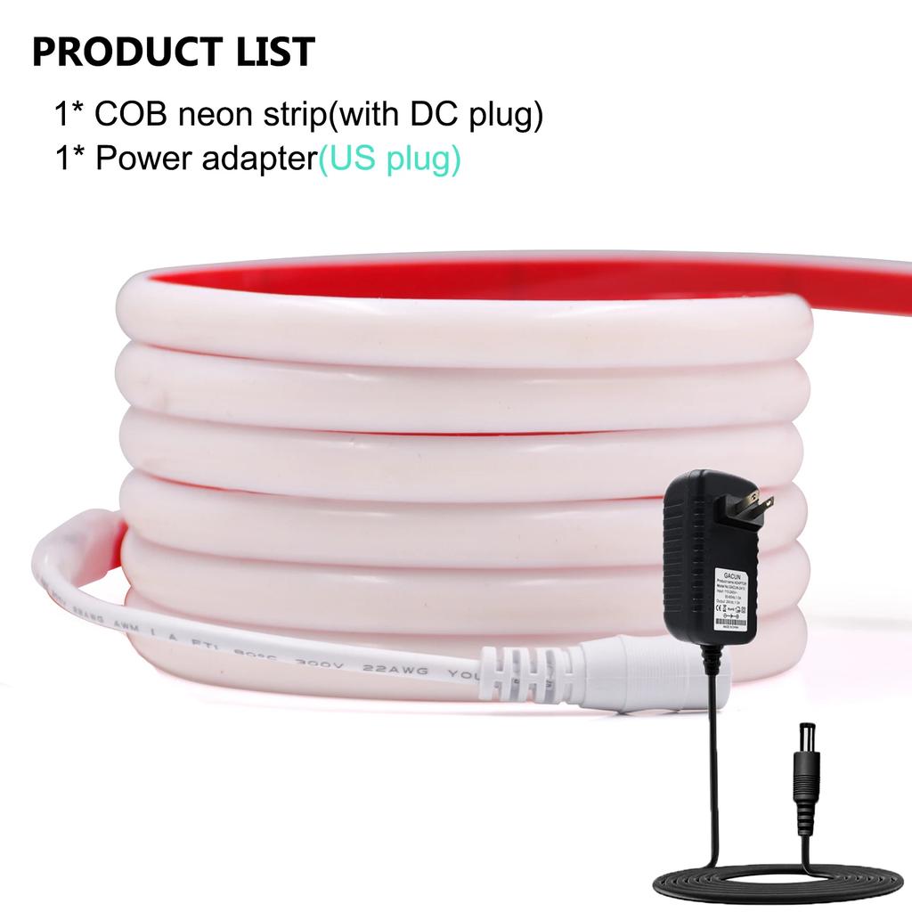 IP68 Wasserdichte COB LED Streifenlichter DC 12V Hohe Helligkeit 320 LEDs/m Flexibles Neonband mit EU/US/UK/AU Stecker für den Garten