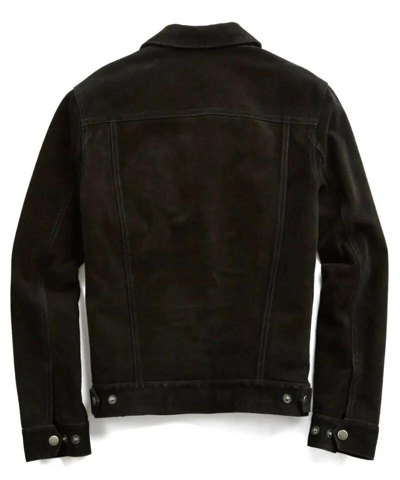Designer Men's Black Warm Soft Suede Stylish Handmade Genuine Leather Shirt Casual Fashionable
