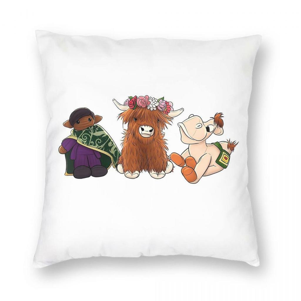 Comfort Crew Cow Derek Camel Pillowcase Polyester Linen Velvet Printed Zip Decorative Throw Pillow Case Sofa Seater Cover x