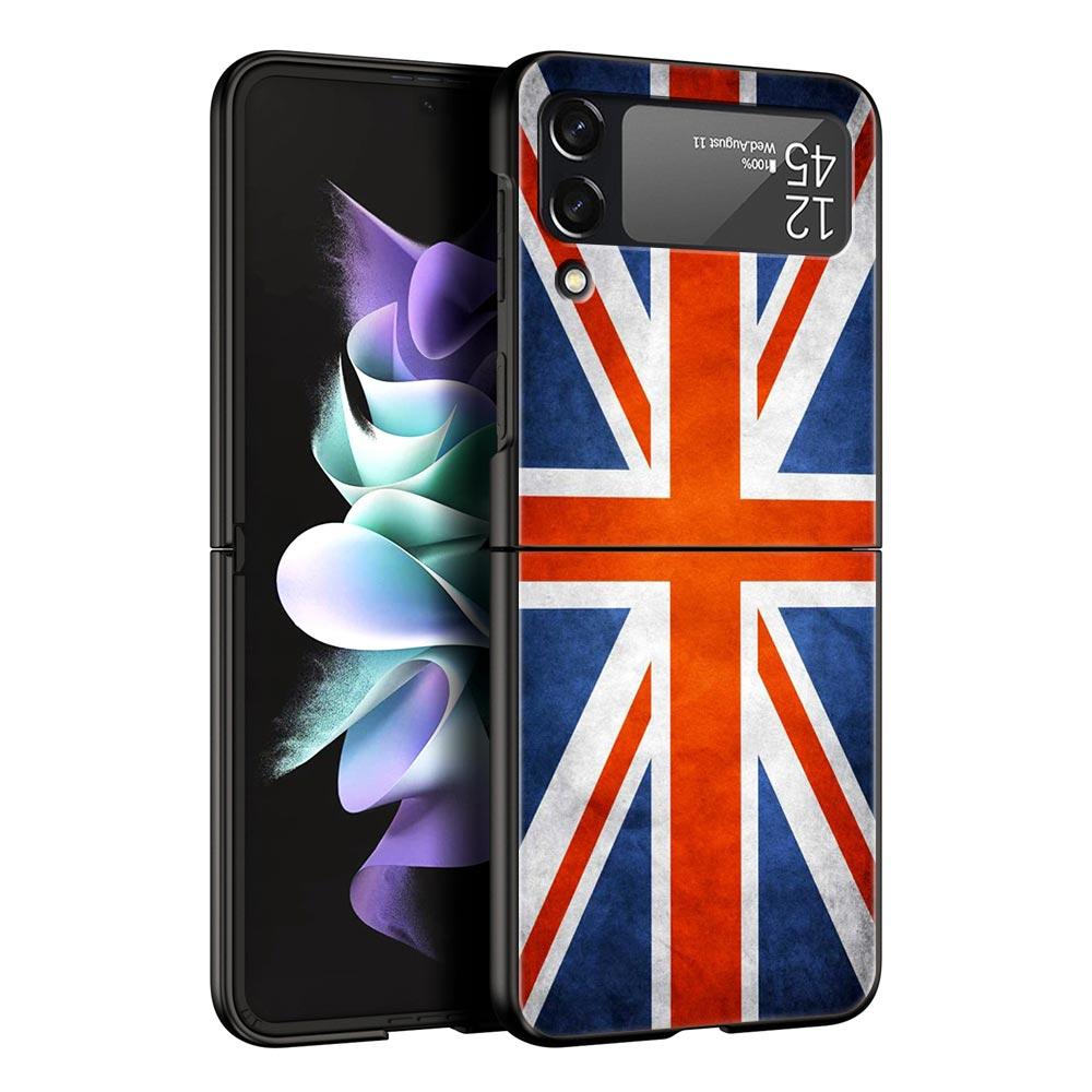 Phone Case for Samsung Galaxy Z Flip 3 4 5 6 Folding Black Shell National Flag RU FR UK For Samsung Z Flip4 Flip5 PC Hard Cover
