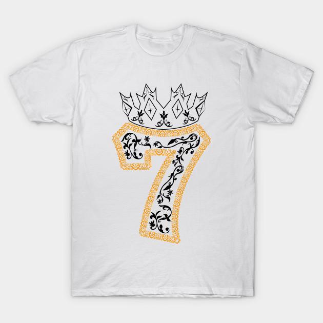 Мужская черная футболка с принтом Счастливое число Семь Печать на трансферной бумаге без вырезания Хлопковая футболка M