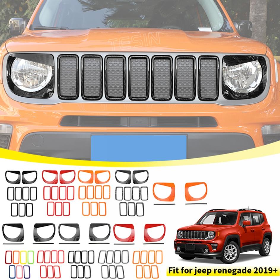 Car Front Grille Headlight Lamp Decoration Cover for Jeep Renegade 2019 2020 2021 2022 2023 2024 Lamp Hoods Exterior Accessories